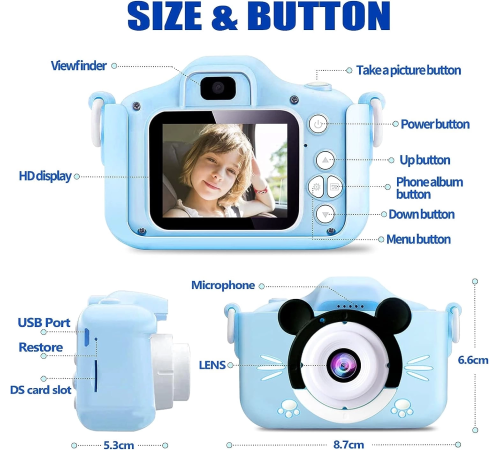 Çocuk Dijital Fotoğraf Makinası 20 Mp Video Kaydedici 2.0 İnç Çift Kameralı Çocuk Dijital Fotoğraf Makinası 20 Mp Video Kaydedici 2.0 İnç Çift Kameralı