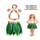 Çocuk Hawaii Kostüm Seti - Yaprak Etek Hawaii Set - 5 Parça