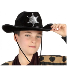 Çocuk Kovboy Şapkası Sheriff Şapkası Siyah Renk