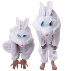 Çocuk Tavşan Kostümü Beyaz Renk 2-3 Yaş 80 Cm