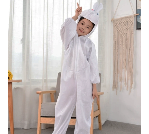 Çocuk Tavşan Kostümü Beyaz Renk 2-3 Yaş 80 Cm
