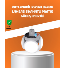 Çok Amaçlı Katlanabilir Güneş Enerjili Kamp Lambası – Masa Üstü ve Asılabilir Kullanım