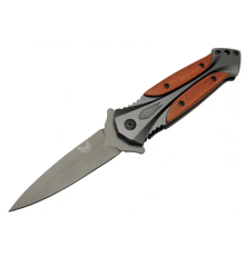 Da27b Gri Sivri Kamp Çakı 20cm - Yarı Otomatik, Kemerlikli, Kutulu, Ahşap - Metal Sap