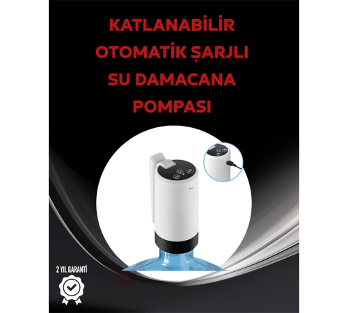 Damacana Üstü Akıllı Su Pompası | 3 Damacana Kullanım | 4W Güç | Micro USB Şarjlı | Katlanabilir & Taşınabilir Damacana Üstü Akıllı Su Pompası | 3 Damacana Kullanım | 4W Güç | Micro USB Şarjlı | Katlanabilir & Taşınabilir
