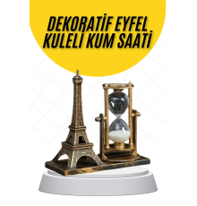 Dekoratif Eyfel Kulesi ve Kum Saati Vintage Tarzı Masa Süsü Biblo