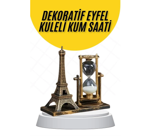 Dekoratif Eyfel Kulesi ve Kum Saati Vintage Tarzı Masa Süsü Biblo