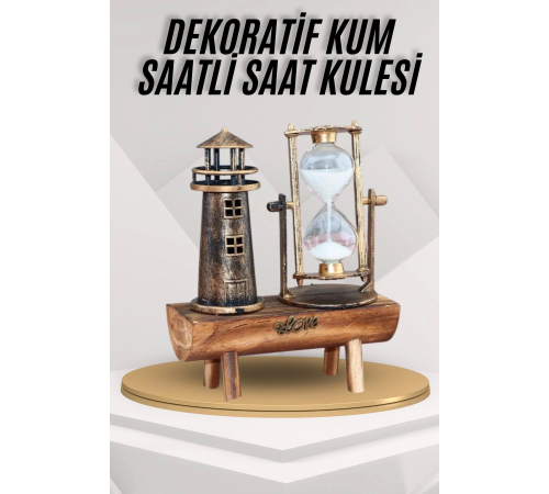Deniz Feneri Kum Saati Ahşap Görünümlü Vintage Tarz Biblo