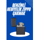 Doldurulabilir Siyah Benzinli Çakmak Metalik