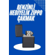 Doldurulabilir Siyah Benzinli Çakmak Metalik