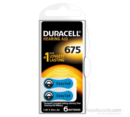 Duracell 675 Numara 6 Lı İşitme Cihazı Pili Duracell 675 Numara 6 Lı İşitme Cihazı Pili