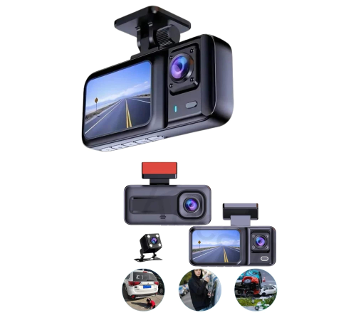 Ekranlı Sürüş Kaydedici DVR Ön ve Arka Kameralı Full HD Çözünürlüklü