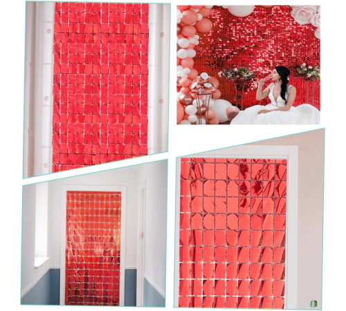Ekstra Metalize Kırmızı Renk Disko Dikdörtgen Kesim Kapı Perdesi Dekorasyon 1x2 Metre Ekstra Metalize Kırmızı Renk Disko Dikdörtgen Kesim Kapı Perdesi Dekorasyon 1x2 Metre