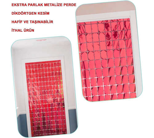 Ekstra Metalize Kırmızı Renk Disko Dikdörtgen Kesim Kapı Perdesi Dekorasyon 1x2 Metre Ekstra Metalize Kırmızı Renk Disko Dikdörtgen Kesim Kapı Perdesi Dekorasyon 1x2 Metre