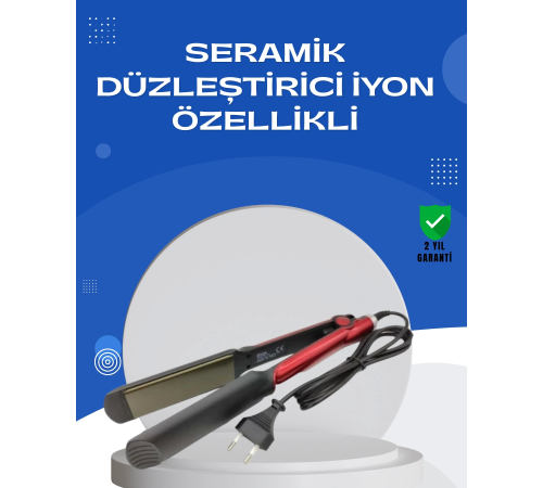 Elektriklenmeyi Azaltan İyonlu Saç Düzleştirici – Titanyum Plaka ve Şık Tasarım