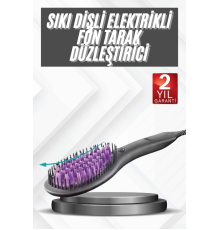 Elektrikli Fırça Taşınabilir Saç Düzleştirici Tarak Sıkı Dişli