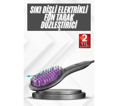 Elektrikli Fırça Taşınabilir Saç Düzleştirici Tarak Sıkı Dişli