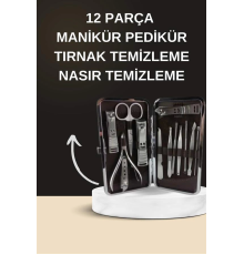 Elektrikli Manikür Pedikür Seti İkili Set 12 Parça Tırnak Bakımı Törpü Protez Çıkarma