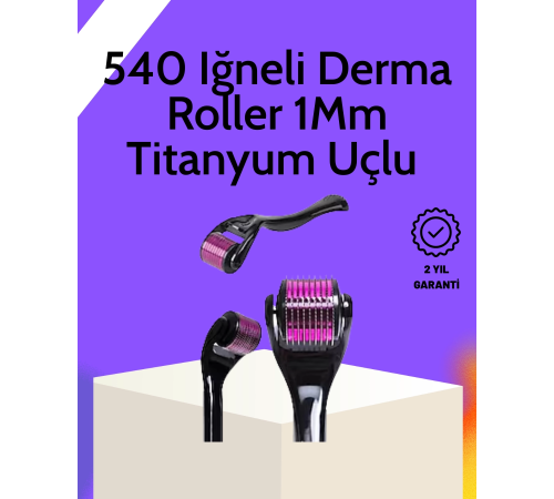 Evde Güvenli Kullanım İçin Titanyum Derma Roller – Siyah Saplı