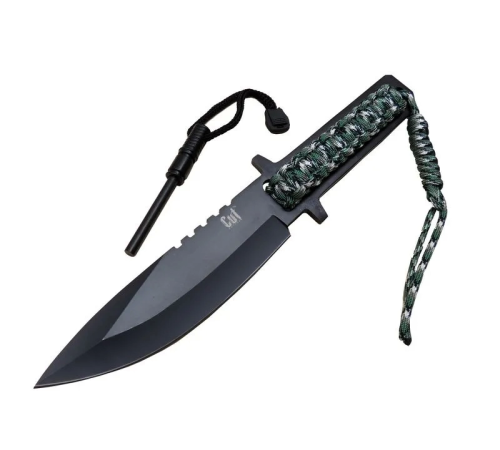 F19 Ty0453 Magnezyum Kamp Bıçağı 27 Cm - Paracord İpli Saplı, Kılıflı