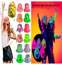 Farklı Desenlerde Plastik Neon Uv Işık Parti Şapkası 1 Adet