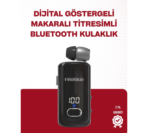 Fineblue F580 Bluetooth Kulaklık – Klipsli, Dijital Göstergeli, Su Geçirmez, 12 Saat Pil Ömürlü