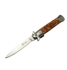 Fs 12461 Kahverengi  Çakı 23cm - Ejder İşlemeli Sap, Kemerlikli, Arkadan Tetikli