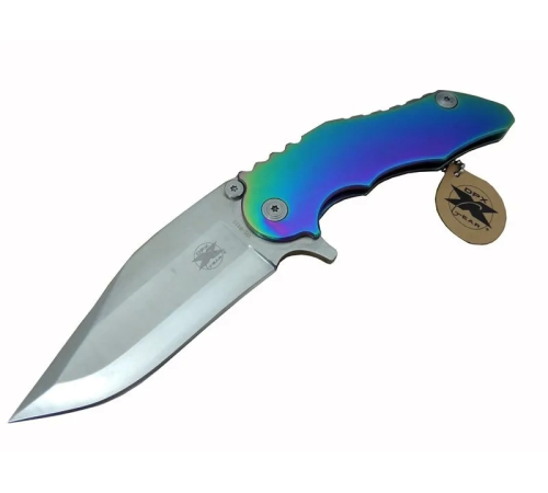 Gear Wl 9115 Outdoor Çakı 23 Cm - Metal Gökkuşağı Sap, Otomatik, Kılıflı