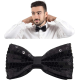 Gece Işıltısı Siyah Payetli Pullu Papyon 7x2 Cm