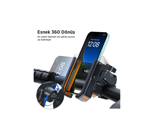 Gidon Bağlantılı Bisiklet Motosiklet İçin Esnek Abs 4-7.8″ İnç Telefon Tutucu 360° Dönebilen Tasarım