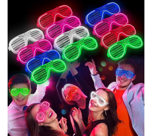 Glow Model 3 Farklı Fonksiyonlu Işıklı Panjur Parti Gözlüğü Karışık Renk 12 Adet Glow Model 3 Farklı Fonksiyonlu Işıklı Panjur Parti Gözlüğü Karışık Renk 12 Adet