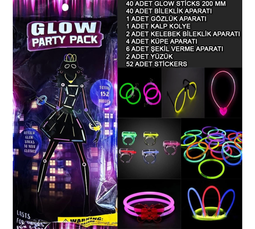 Glow Parti Seti 152 Parçalık Lüks Glow Kostüm Seti Glow Parti Seti 152 Parçalık Lüks Glow Kostüm Seti