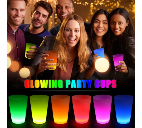 Glow Partisi Bardakları 6 Renk 6 Adet 1.5 Oz 4.5 X 6.5 Cm