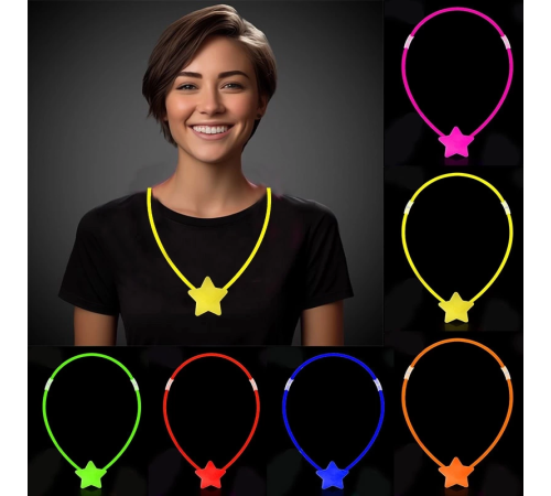 Glow  Yıldız Kolye - Glow Kolye - Glow Stick Partisi Yıldız Kolye 6 Adet