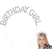 Gümüş Kristal Taşlı Birthday Girl Doğum Günü Tacı İthal Ürün A Kalite 17x16 Cm