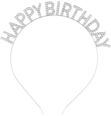 Gümüş Kristal Taşlı Happy Birthday Doğum Günü Tacı İthal Ürün A Kalite 17x16 Cm