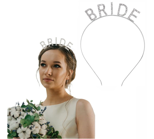 Gümüş Renk Bekarlığa Veda Kristal Taş Bride Tacı İthal 16x10 Cm