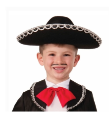 Gümüş Renk Şeritli Meksika Mariachi Latin Şapkası 55 Cm Çocuk