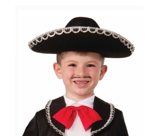 Gümüş Renk Şeritli Meksika Mariachi Latin Şapkası 55 Cm Çocuk Gümüş Renk Şeritli Meksika Mariachi Latin Şapkası 55 Cm Çocuk