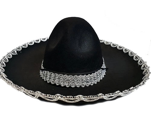 Gümüş Renk Şeritli Meksika Mariachi Latin Şapkası 55 Cm Çocuk Gümüş Renk Şeritli Meksika Mariachi Latin Şapkası 55 Cm Çocuk