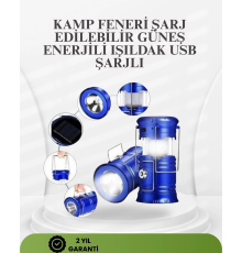 Güneş Enerjili Katlanabilir Kızaklı Kamp Feneri – USB Şarjlı, Çok Yönlü ve Dayanıklı Tasarım