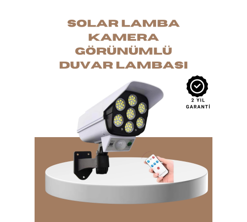 Güneş Enerjili LED Lamba + Sahte Güvenlik Kamerası – 5-8 m Hareket Algılamalı, Beyaz Işık
