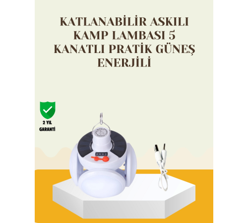 Güneş Enerjili USB Şarj Edilebilir 5 Modlu Katlanabilir LED Kamp Işığı Güneş Enerjili USB Şarj Edilebilir 5 Modlu Katlanabilir LED Kamp Işığı