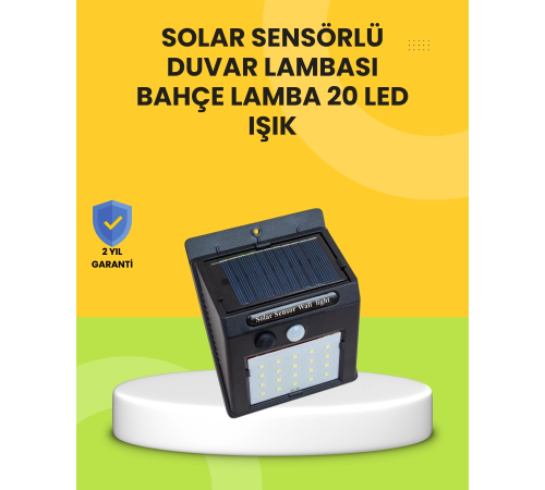 Güneş Paneli ile Şarj Olan 20 LED Dış Mekan Hareket Sensörlü Lamba