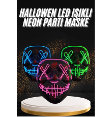 Hallowen Parti Maskesi Neon Led Işıklı Maske 3 Modlu Cadılar Bayramı Maskesi