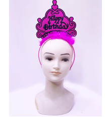 Happy Birthday Neon Fuşya Renk Doğum Günü Tacı 24x15 Cm