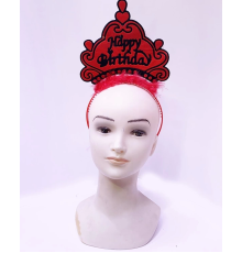 Happy Birthday Neon Kırmızı Renk Doğum Günü Tacı 24x15 Cm