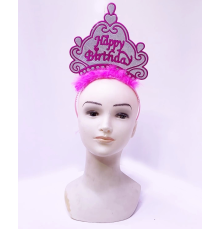 Happy Birthday Neon Pembe Renk Doğum Günü Tacı 24x15 Cm