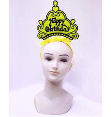 Happy Birthday Neon Sarı Renk Doğum Günü Tacı 24x15 Cm
