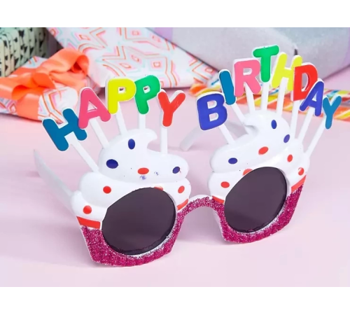 Happy Birthday Yazılı Beyaz Fuşya Renk Parti Gözlüğü 12x7 Cm Happy Birthday Yazılı Beyaz Fuşya Renk Parti Gözlüğü 12x7 Cm