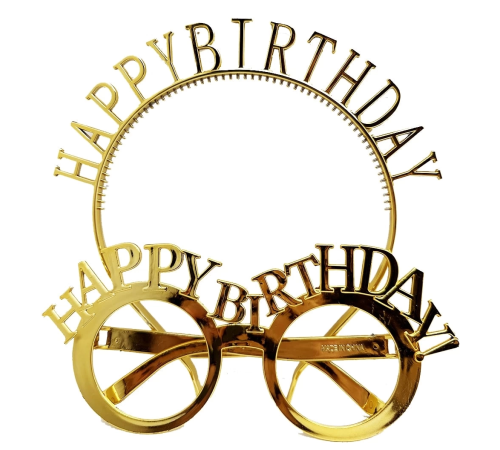 Happy Birthday Yazılı Taç Ve Happy Birthday Yazılı Gözlük Seti Altın Renk Happy Birthday Yazılı Taç Ve Happy Birthday Yazılı Gözlük Seti Altın Renk